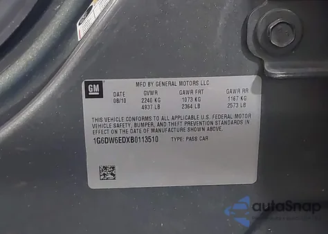 2011 Cadillac Sts Luxury из США, поврежденный, VIN 1G6DW6EDXB0113510